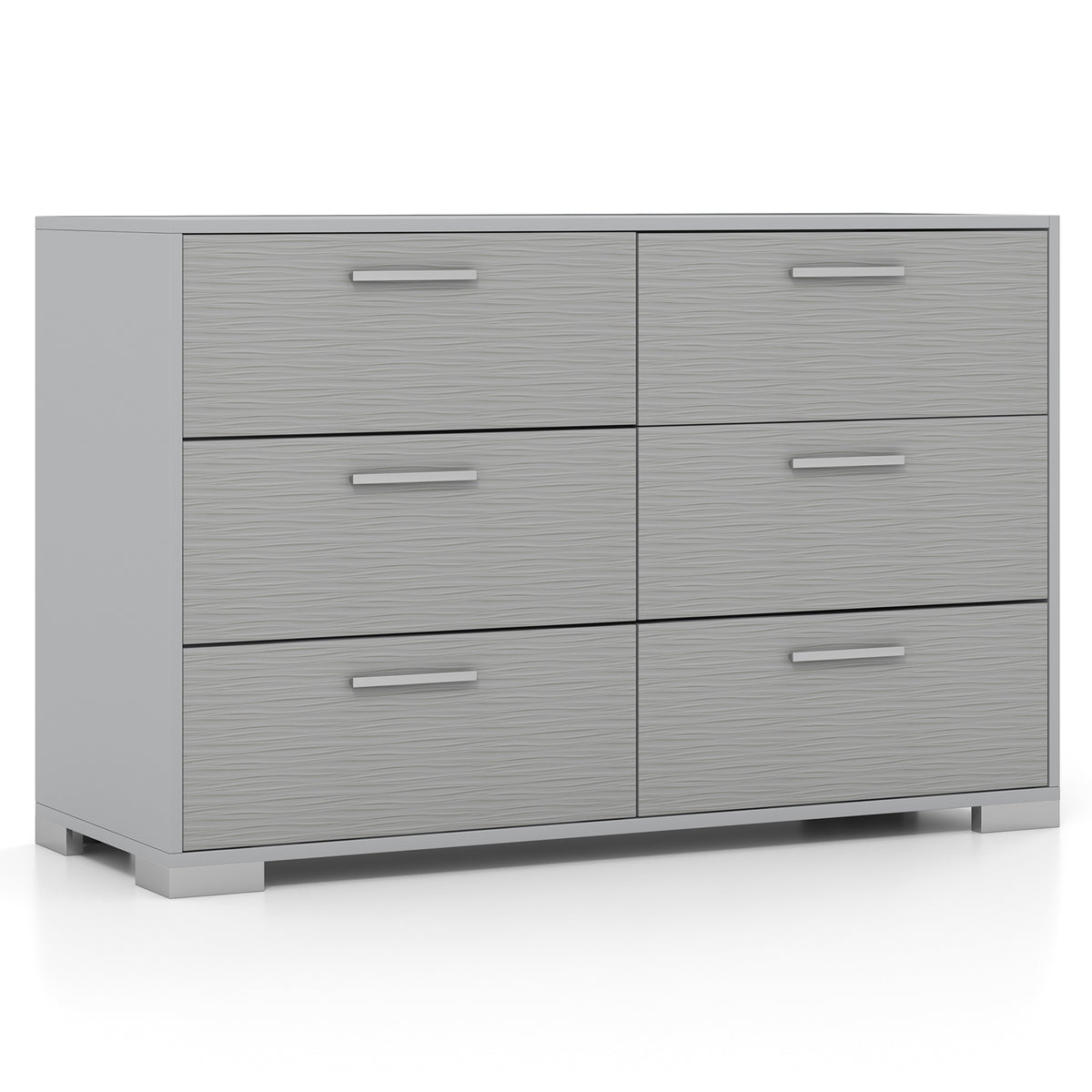 6 Drawer Storage Cabinet with Metal Legs - Gray