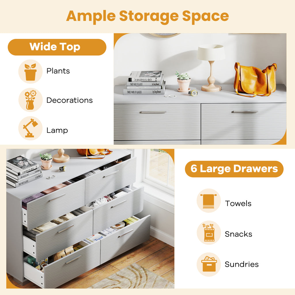 6 Drawer Storage Cabinet with Metal Legs - Gray