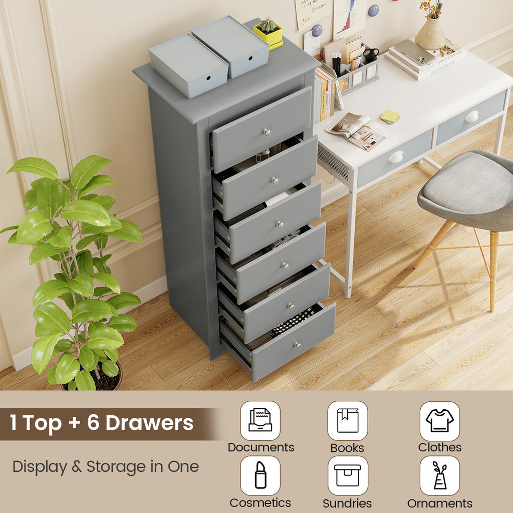 6 Drawer Chest Dresser, Gray