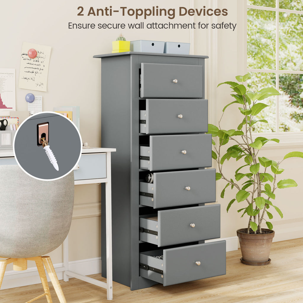 6 Drawer Chest Dresser, Gray