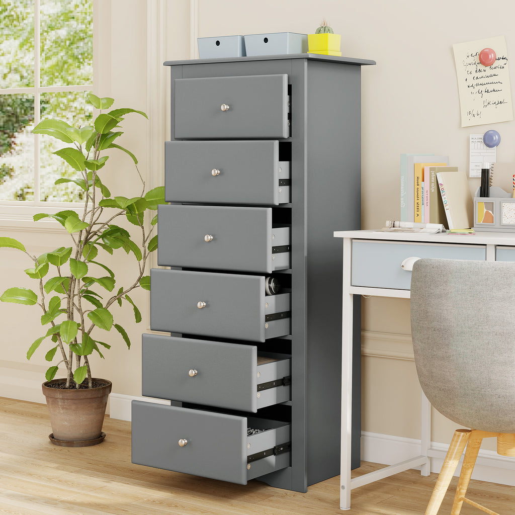 6 Drawer Chest Dresser, Gray
