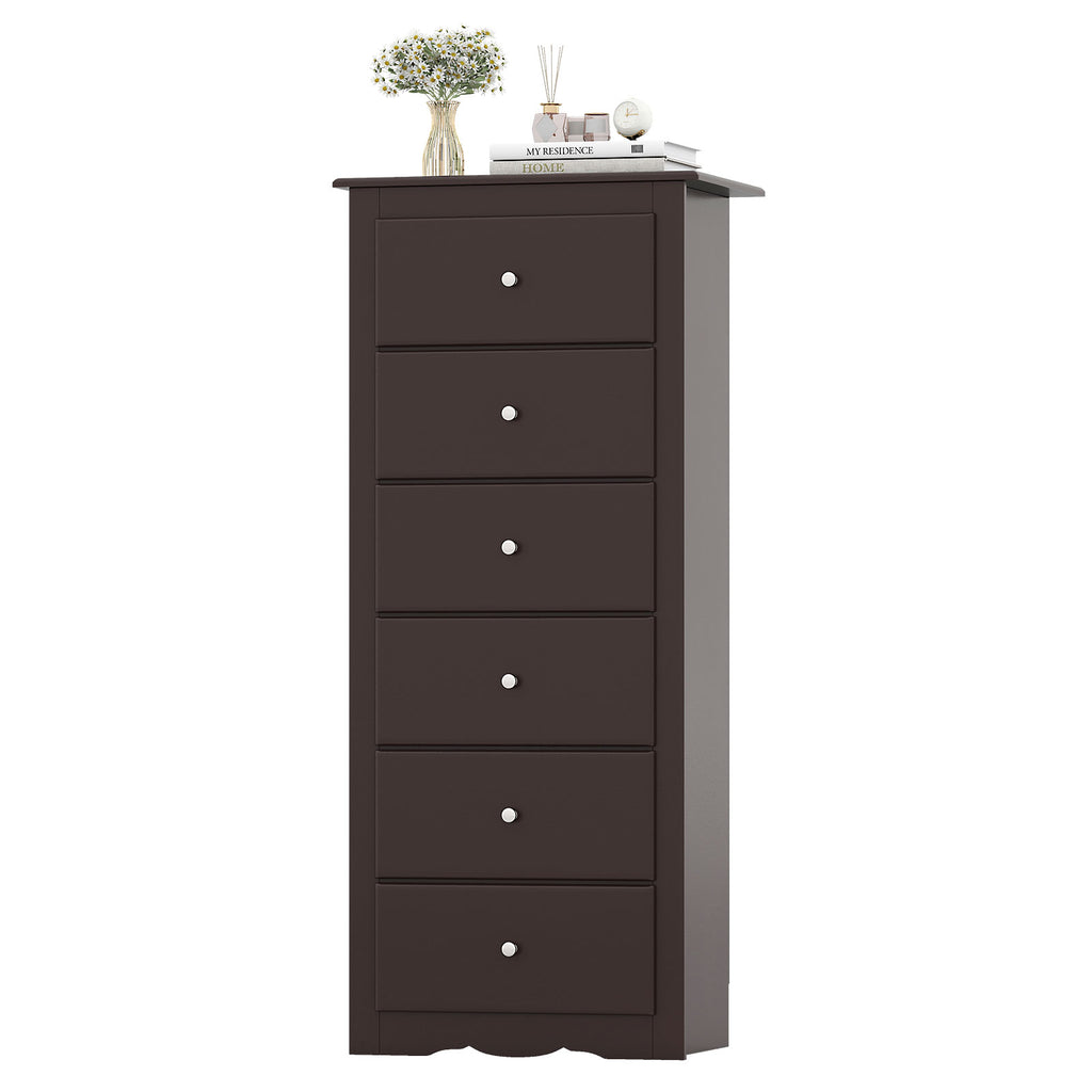 6 Drawer Chest Dresser for Bedroom Storage - Brown