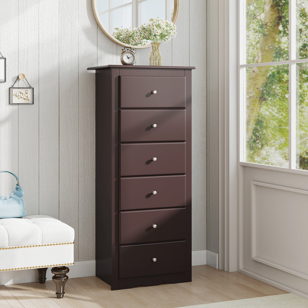 6 Drawer Chest Dresser for Bedroom Storage - Brown