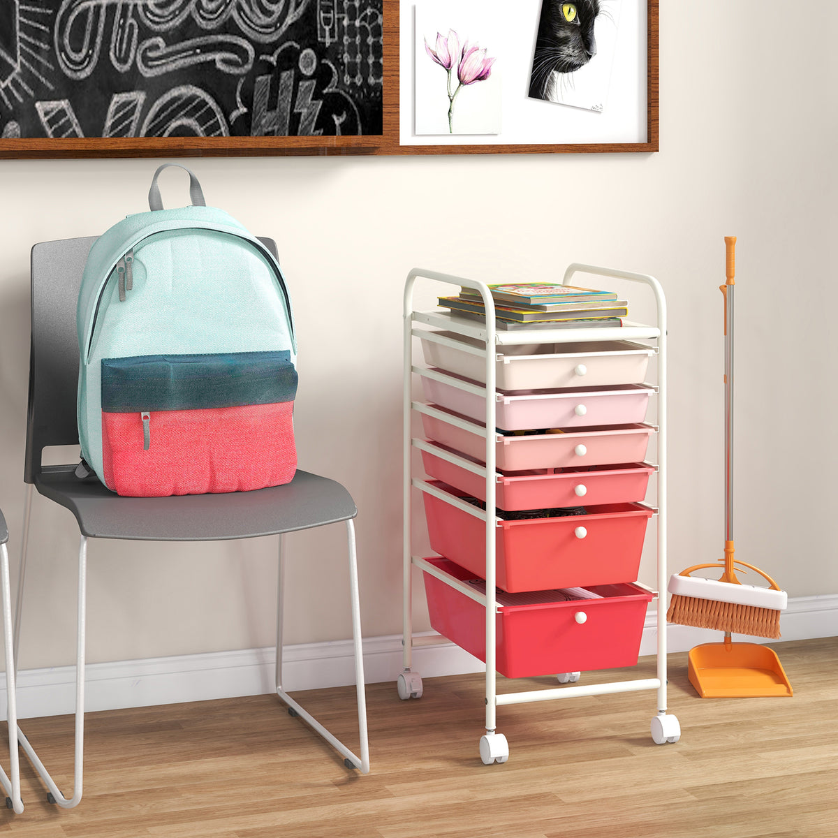 Multifunctional 6 Drawers Rolling Storage Cart Organizer