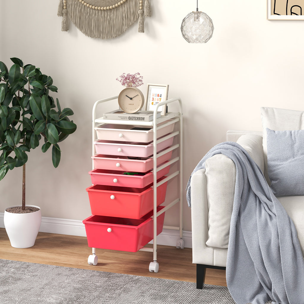 Multifunctional 6 Drawers Rolling Storage Cart Organizer