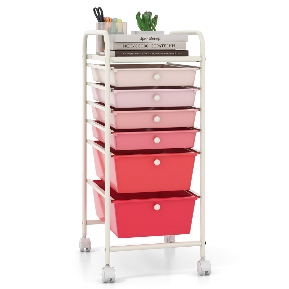 Multifunctional 6 Drawers Rolling Storage Cart Organizer