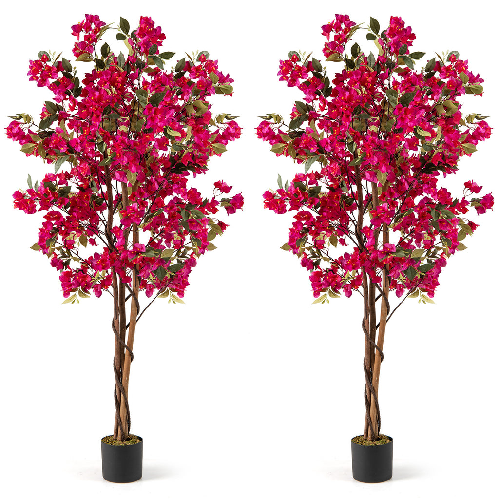 Artificial Bougainvillea Tree with 910 Flowers - Rose Red, 6 Feet, No Maintenance