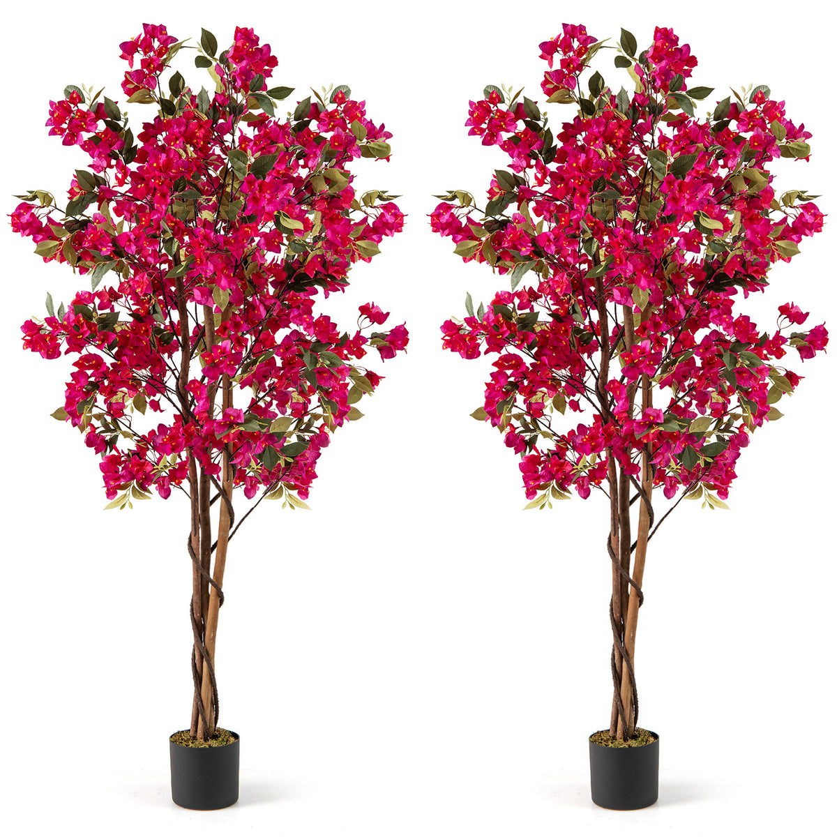 Artificial Bougainvillea Tree with 910 Flowers - Rose Red, 6 Feet, No Maintenance