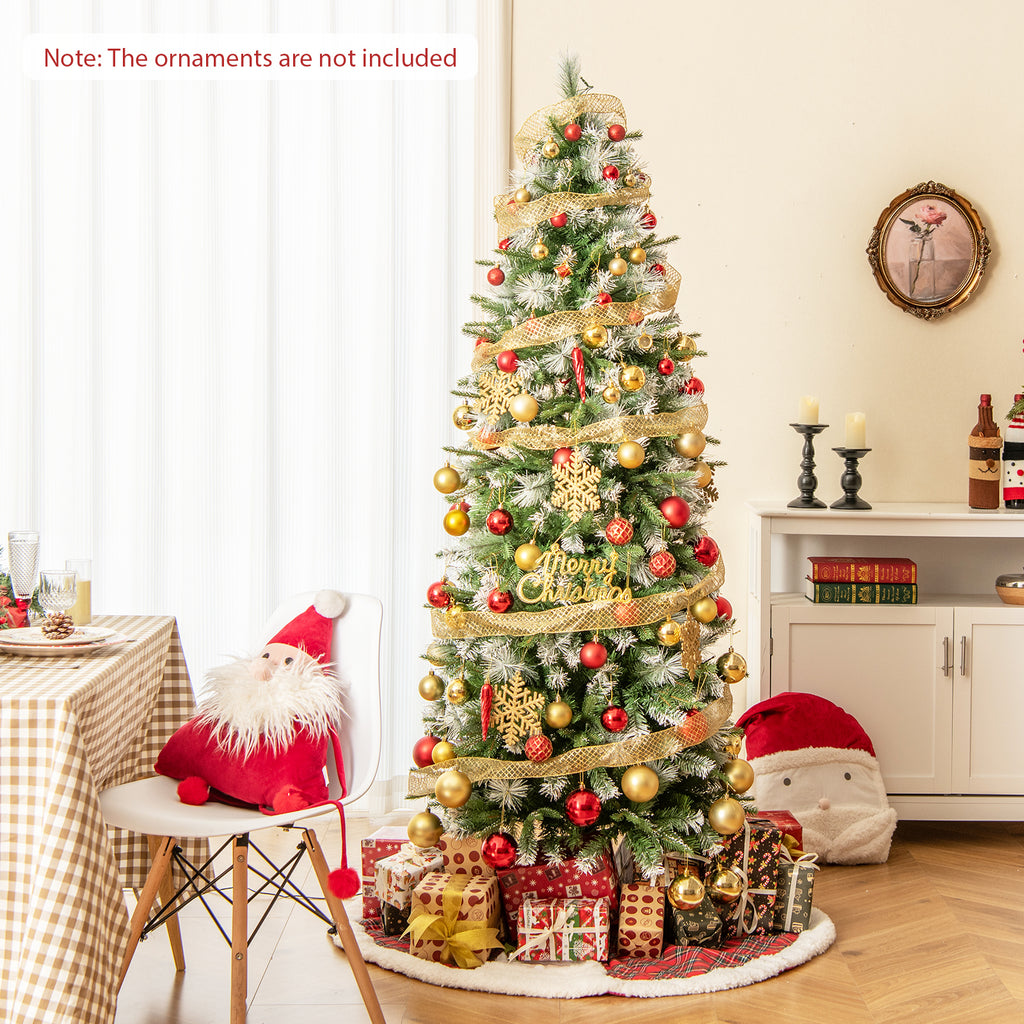 6 ft Artificial Christmas Tree with Warm-White LED Lights - Flocked Full Tree