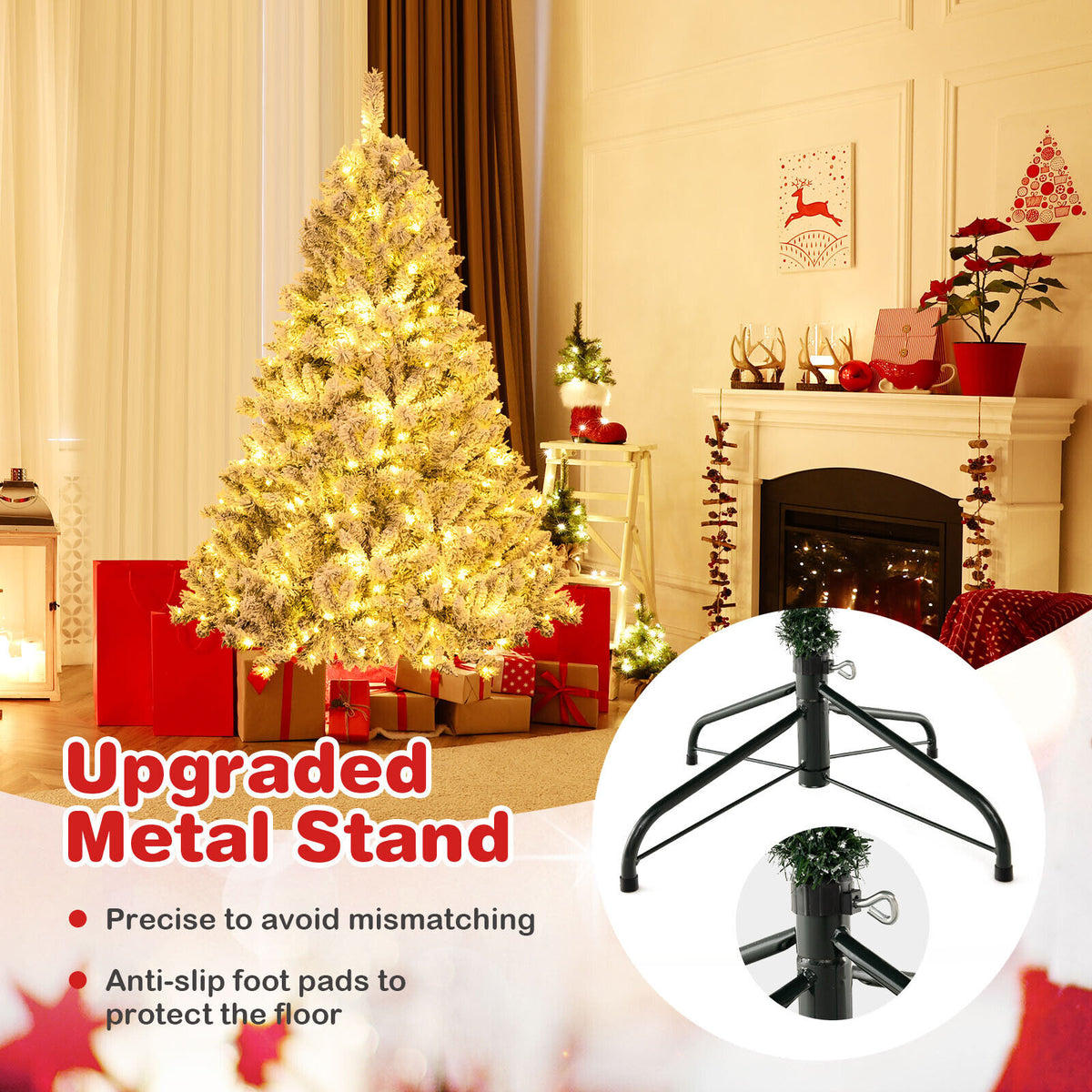 6 Feet Artificial Christmas Tree - Quick Auto-Expand Design with LED Lights