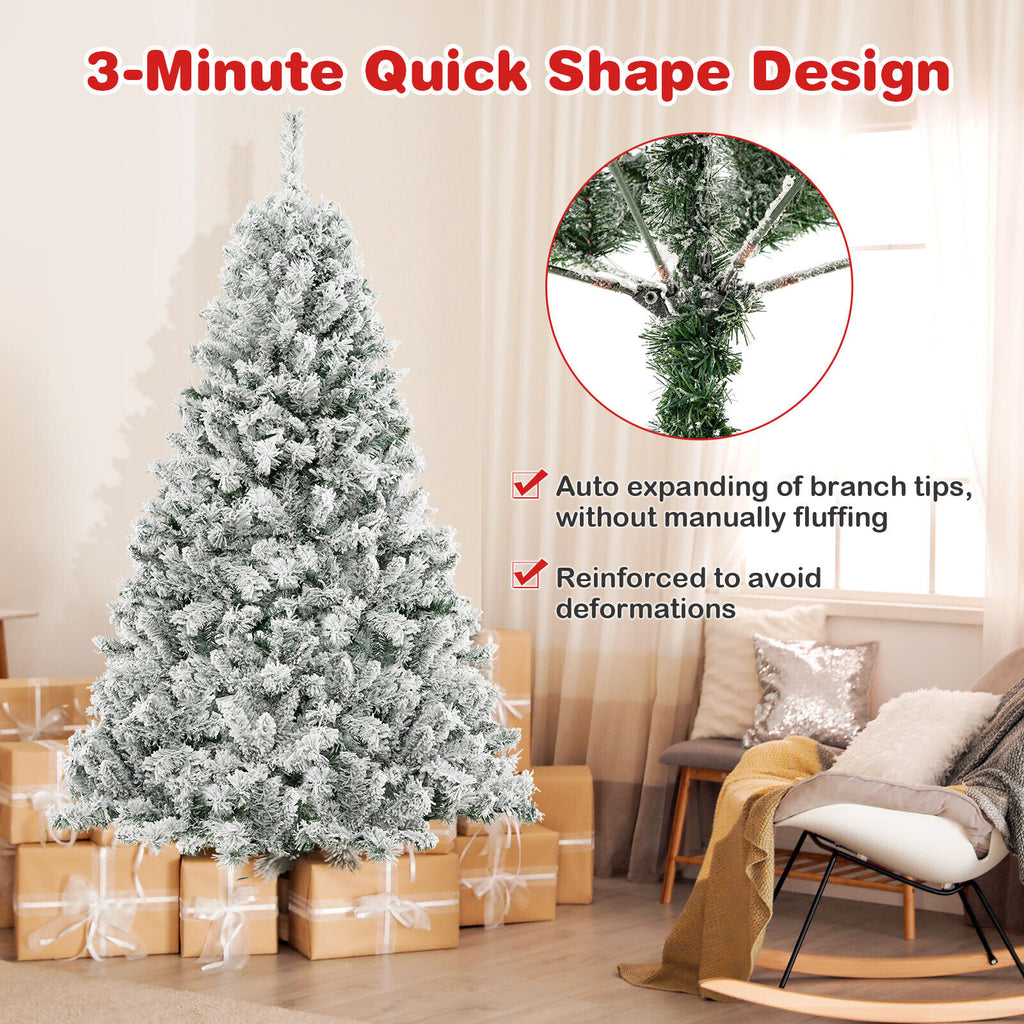 6 Feet Artificial Christmas Tree - Quick Auto-Expand Design with LED Lights