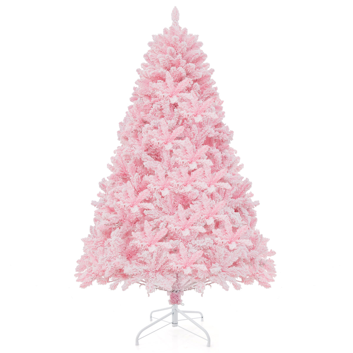 6 Ft Flocked Artificial Christmas Tree with 350 LED Lights - Hinged Design