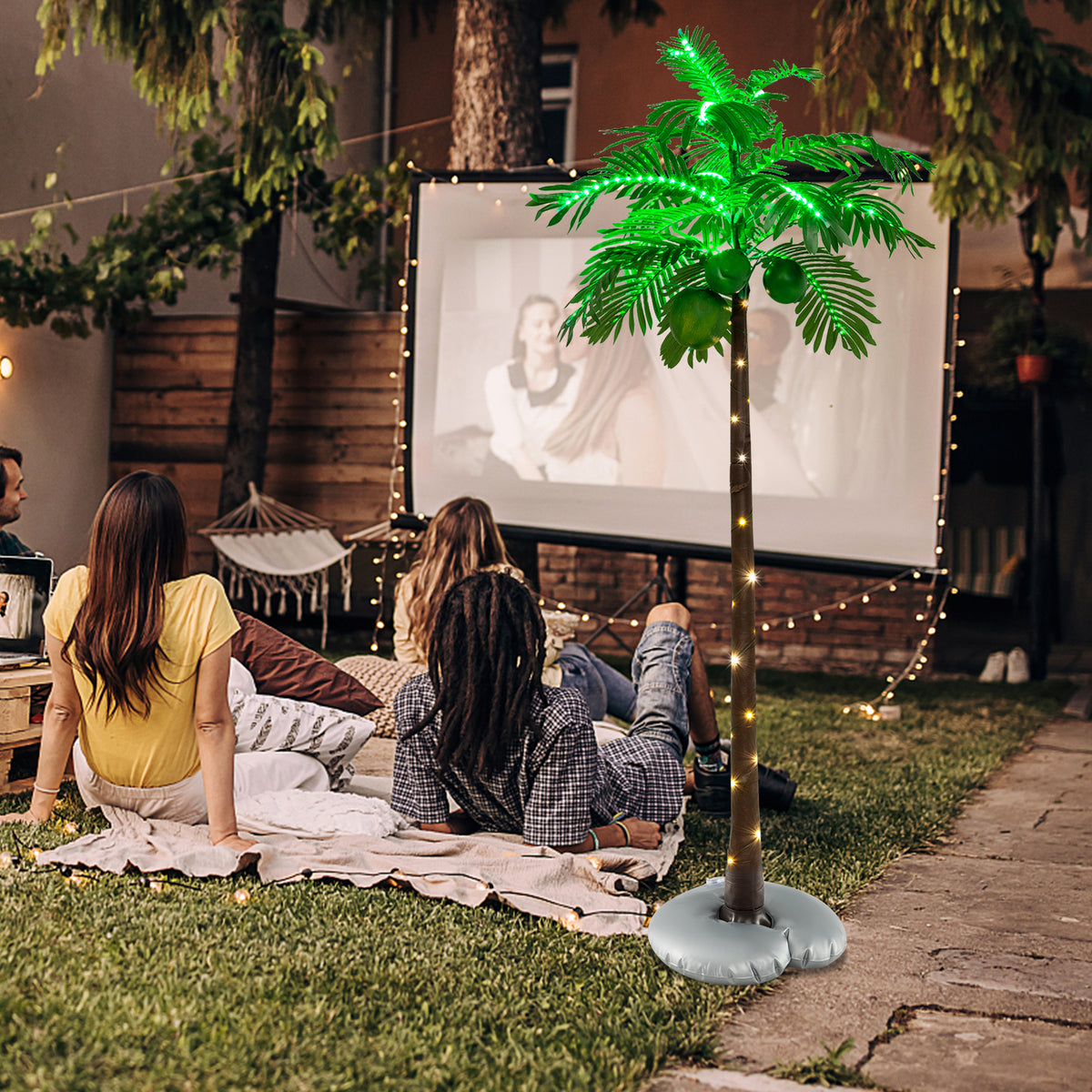 6 Ft LED Lighted Artificial Palm Tree with Water Bag - Tropical Decor