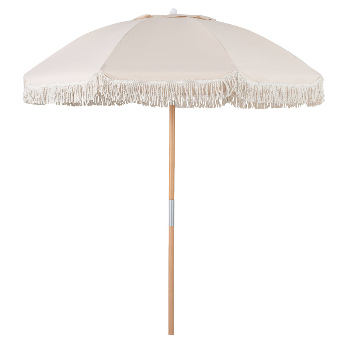 6.5 FT Beach Umbrella with Fringe – White