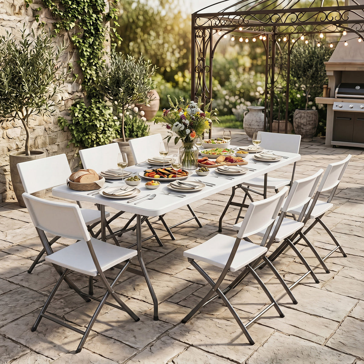 6 FT Plastic Fold-in-Half Camping Table