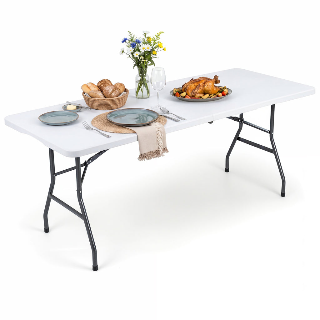 6 FT Plastic Fold-in-Half Camping Table
