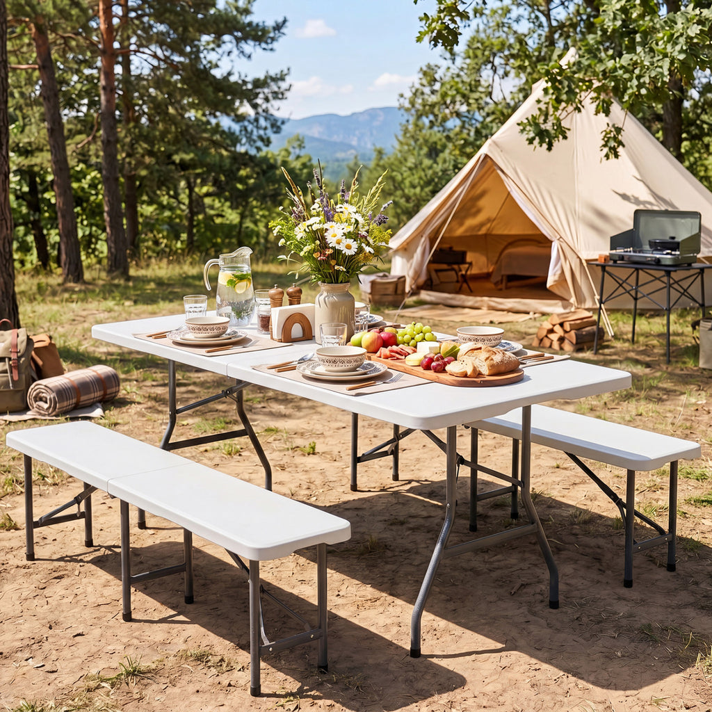 6 FT Plastic Fold-in-Half Camping Table