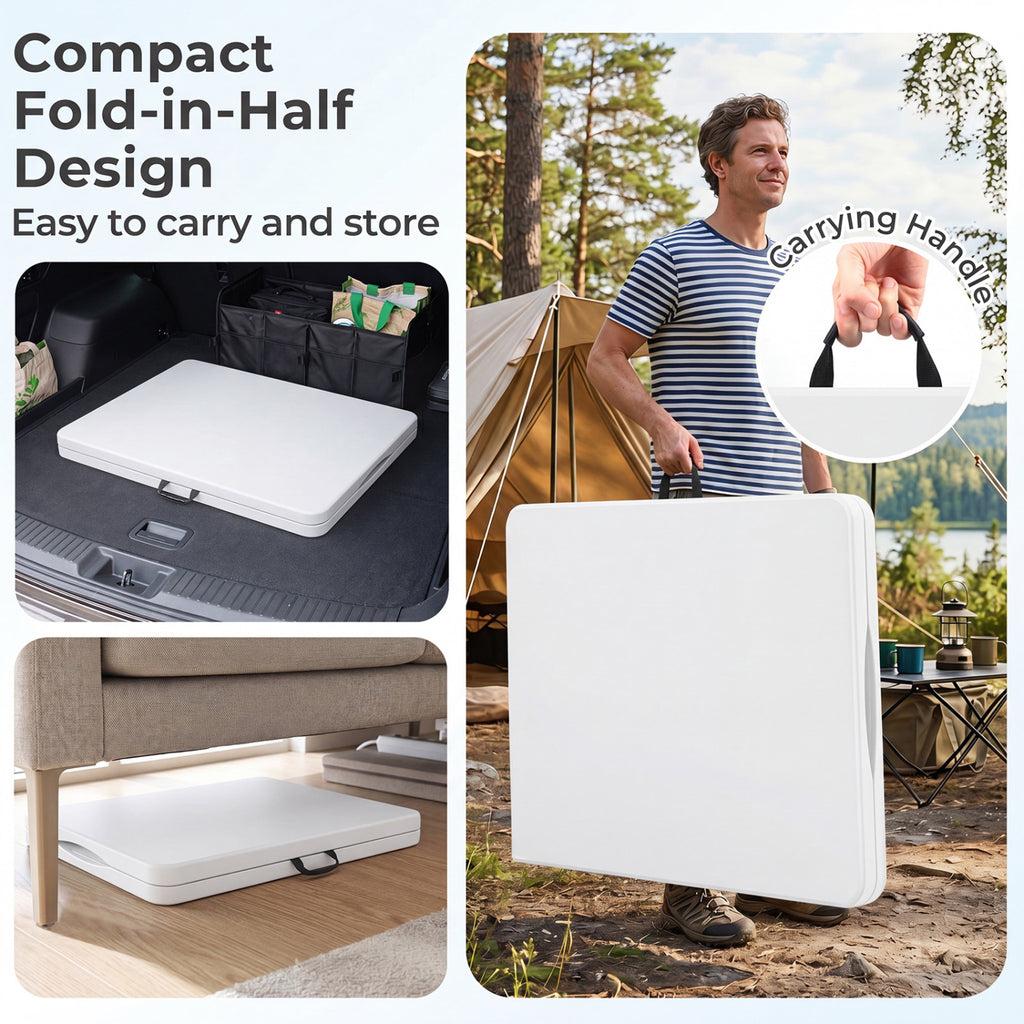 6 FT Plastic Fold-in-Half Camping Table
