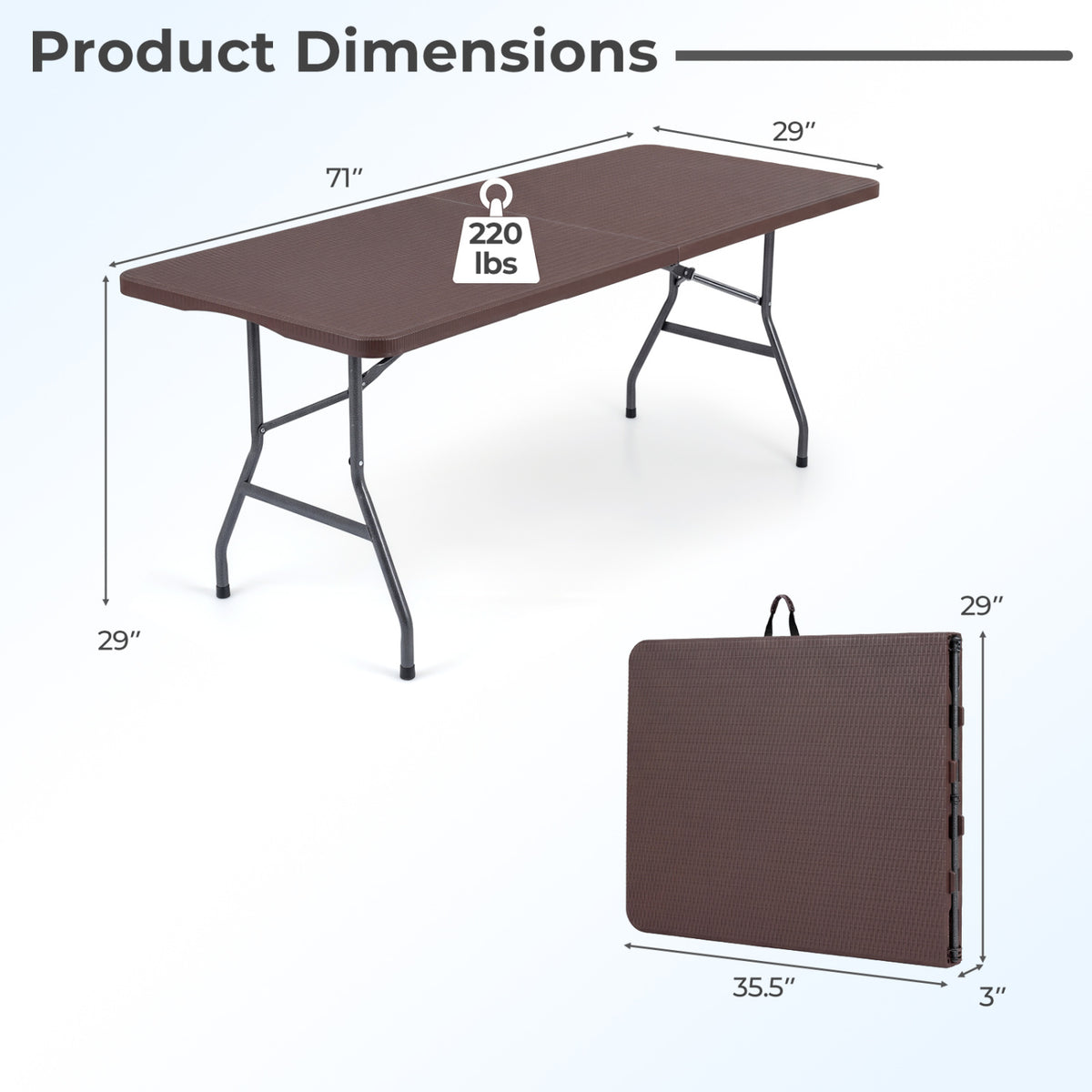 6 FT Plastic Fold-in-Half Camping Table