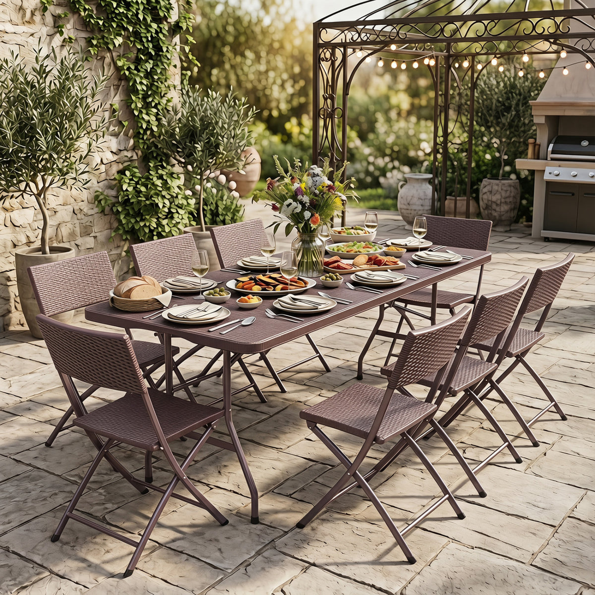 6 FT Plastic Fold-in-Half Camping Table