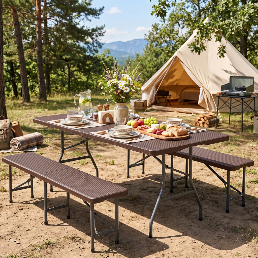6 FT Plastic Fold-in-Half Camping Table