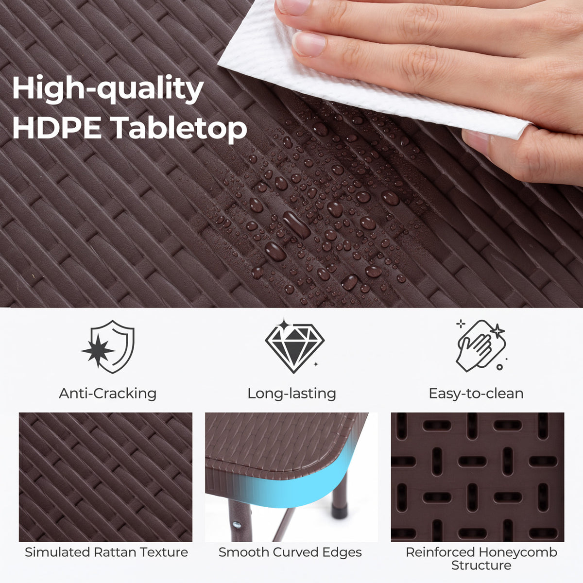 6 FT Plastic Fold-in-Half Camping Table
