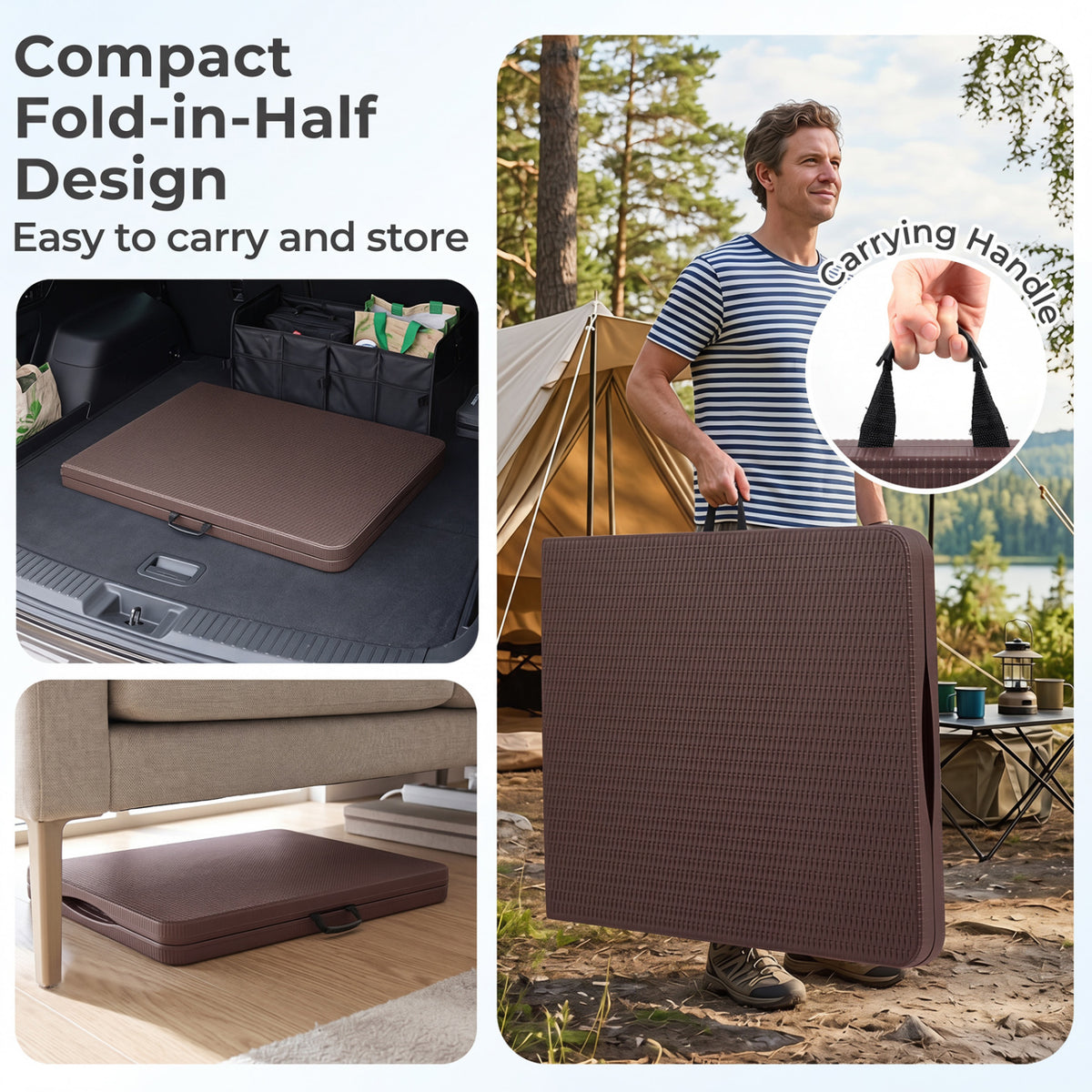 6 FT Plastic Fold-in-Half Camping Table