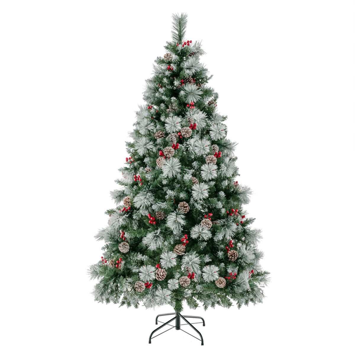 6 Feet Pre-Lit Artificial Christmas Tree with 350 LED Lights - Snowy Pine Needles