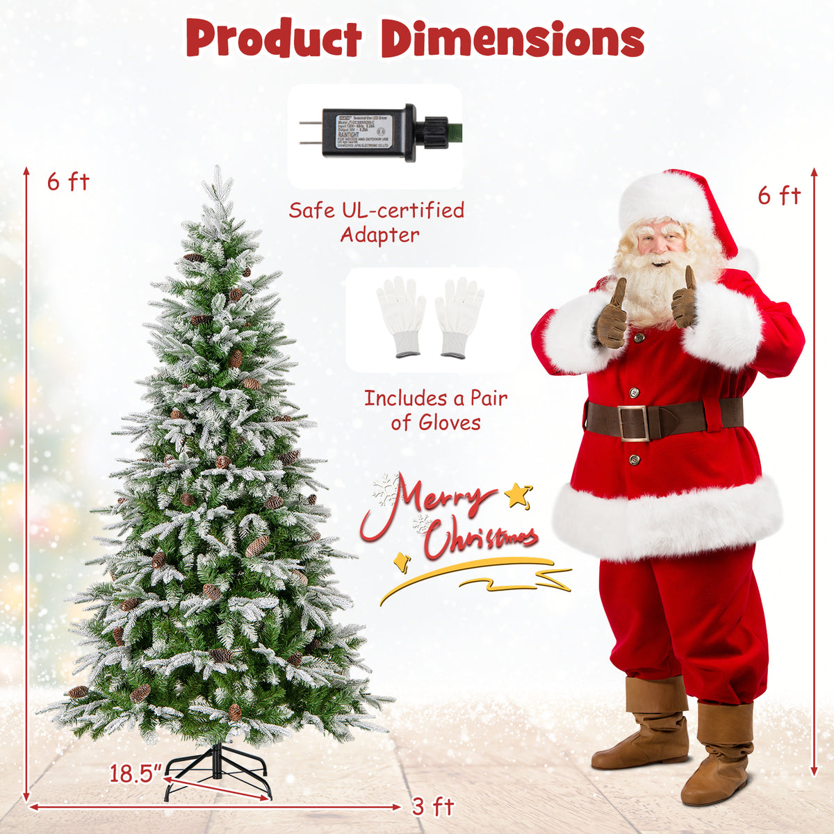 Costway 6 Ft Pre-Lit Artificial Christmas Tree with 765 Tips & Warm-White LED Lights