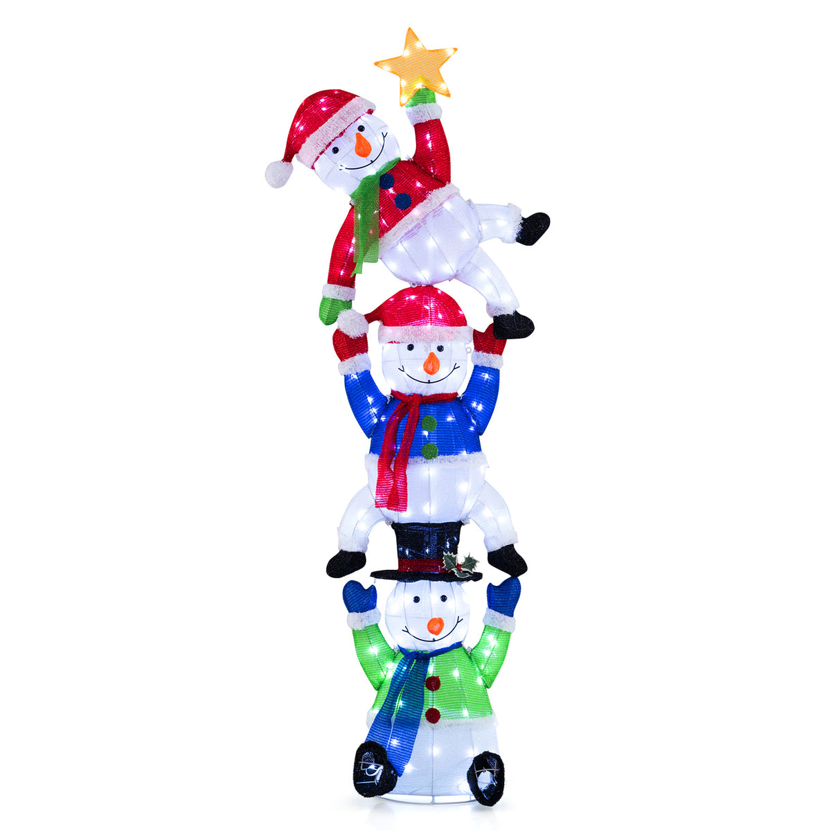 Double Snowman Christmas Yard Decorations - 54 Inch Outdoor Xmas Decor with Waterproof UL Plug