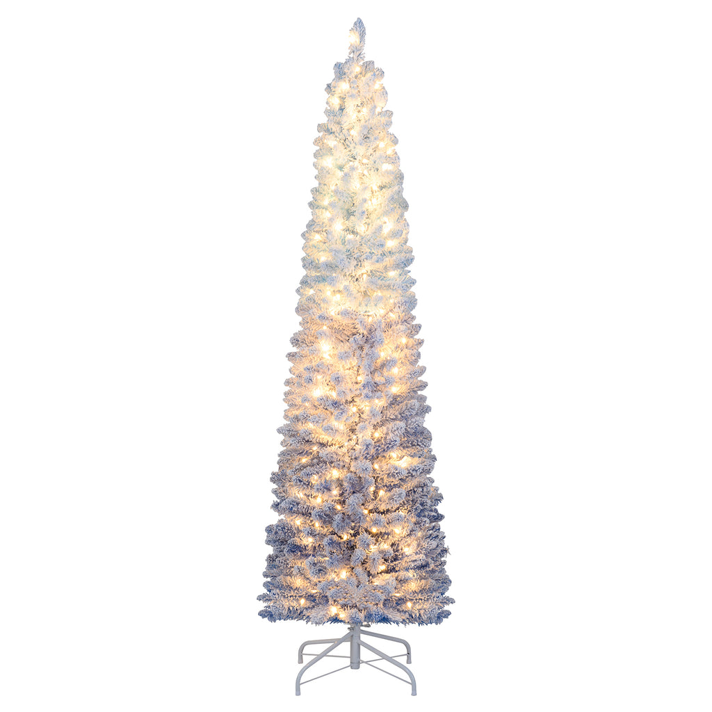 6 ft Snow-Flocked Artificial Christmas Tree with 220/290 Warm White LED Lights - Seasonal Holiday Decor