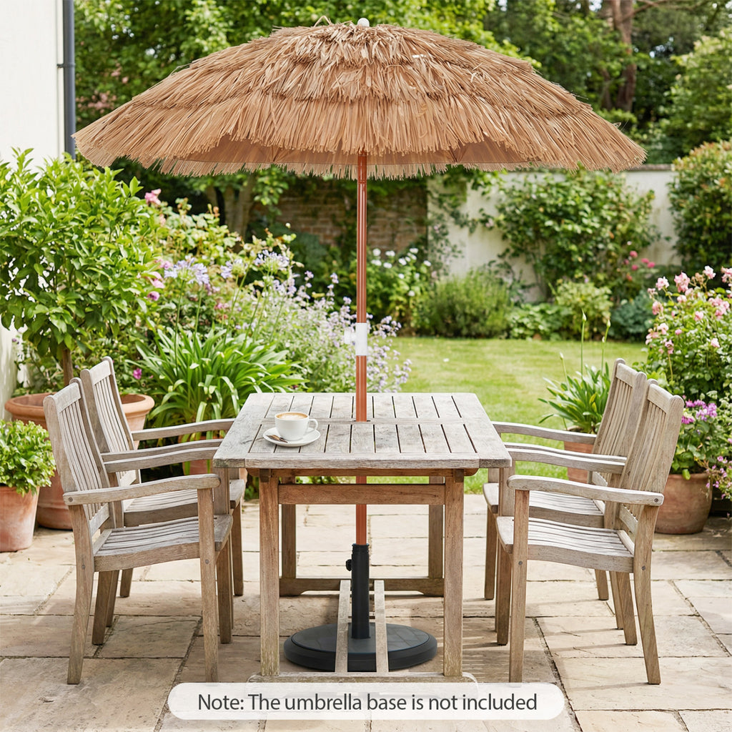 6 FT Thatched Beach Umbrella with Push Button Tilt Carrying Bag Set