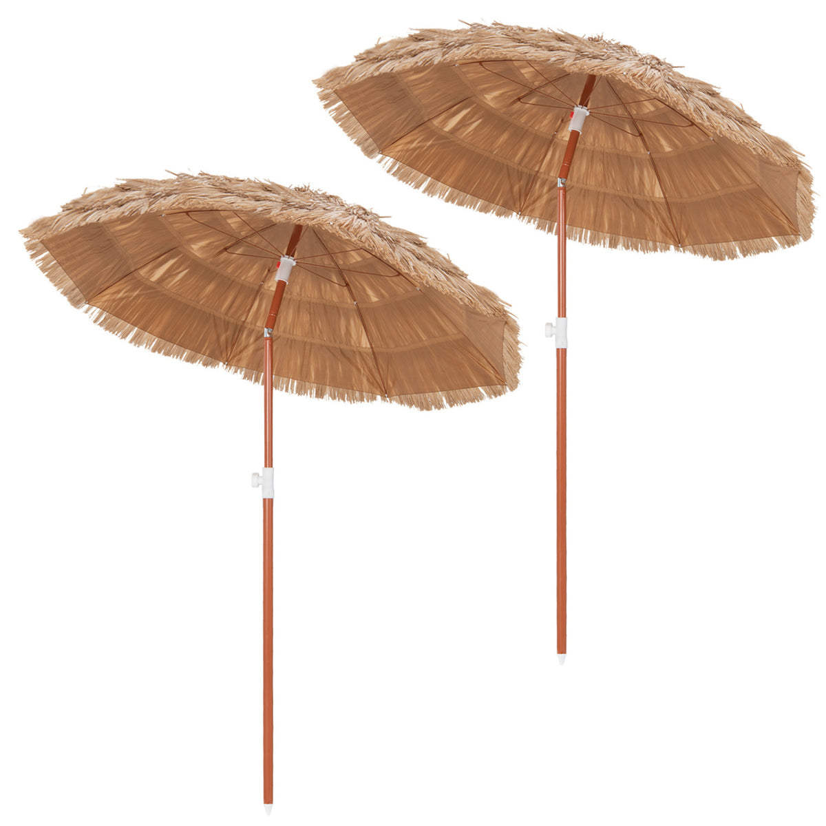 6 FT Thatched Beach Umbrella with Push Button Tilt Carrying Bag Set