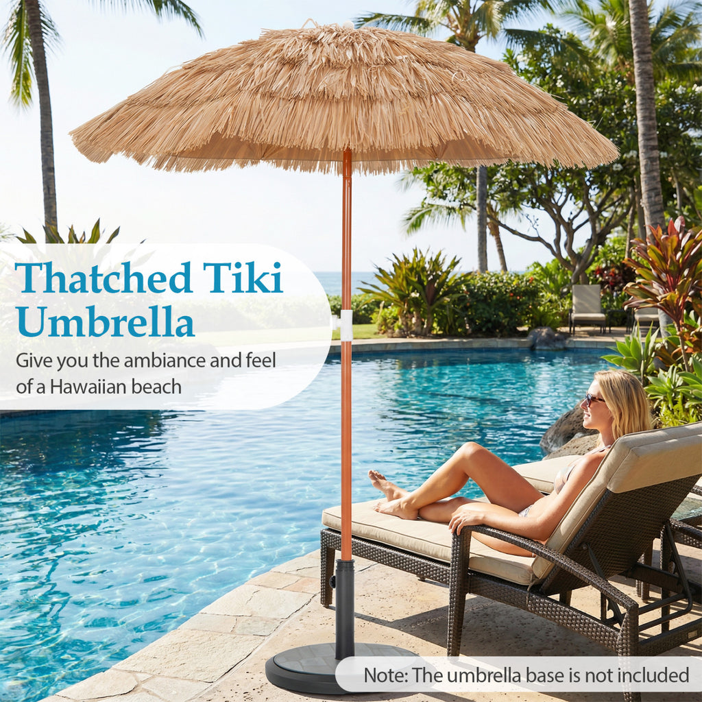 6 FT Thatched Beach Umbrella with Push Button Tilt Carrying Bag Set