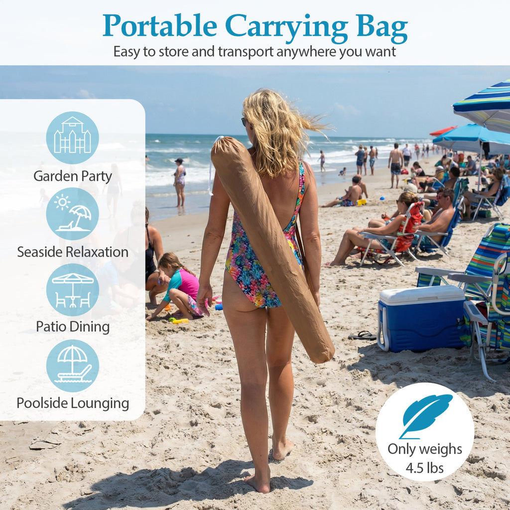 6 FT Thatched Beach Umbrella with Push Button Tilt Carrying Bag Set