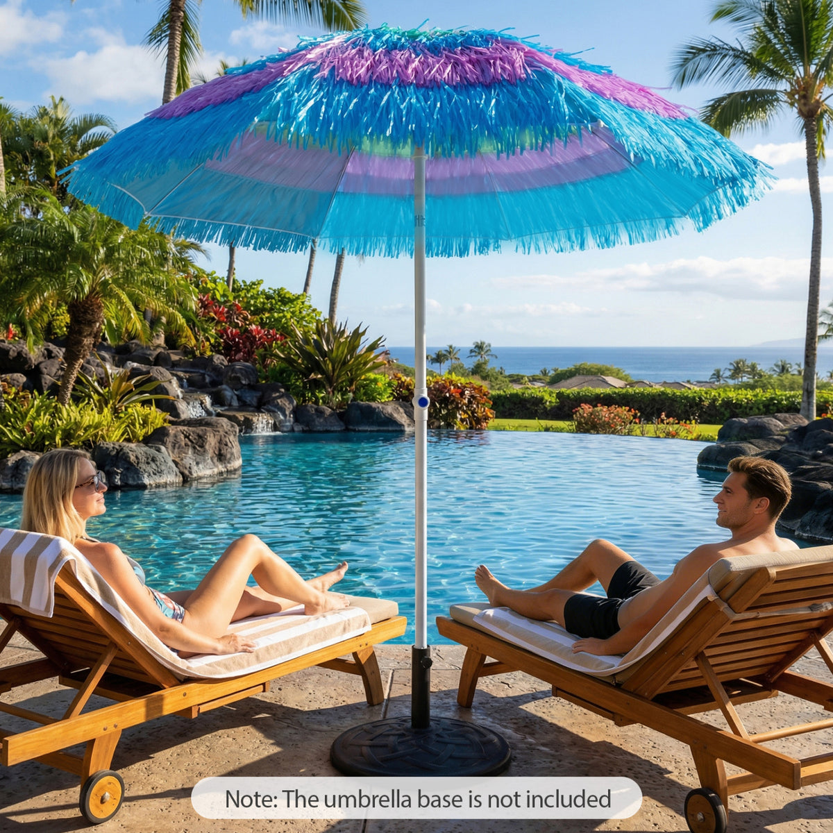 6 FT Tiki Thatched Patio Beach Umbrella with Tilt - Multicolor