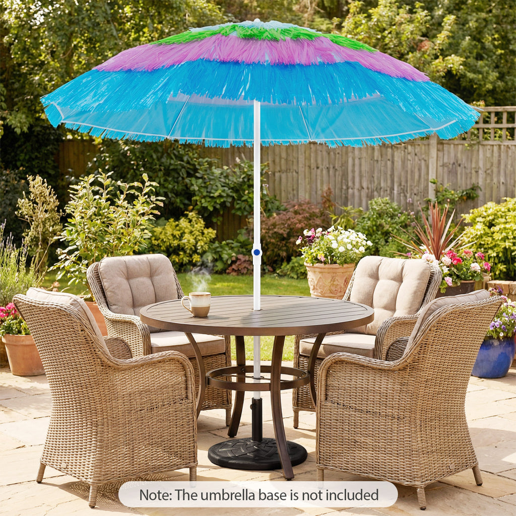 6 FT Tiki Thatched Patio Beach Umbrella with Tilt - Multicolor