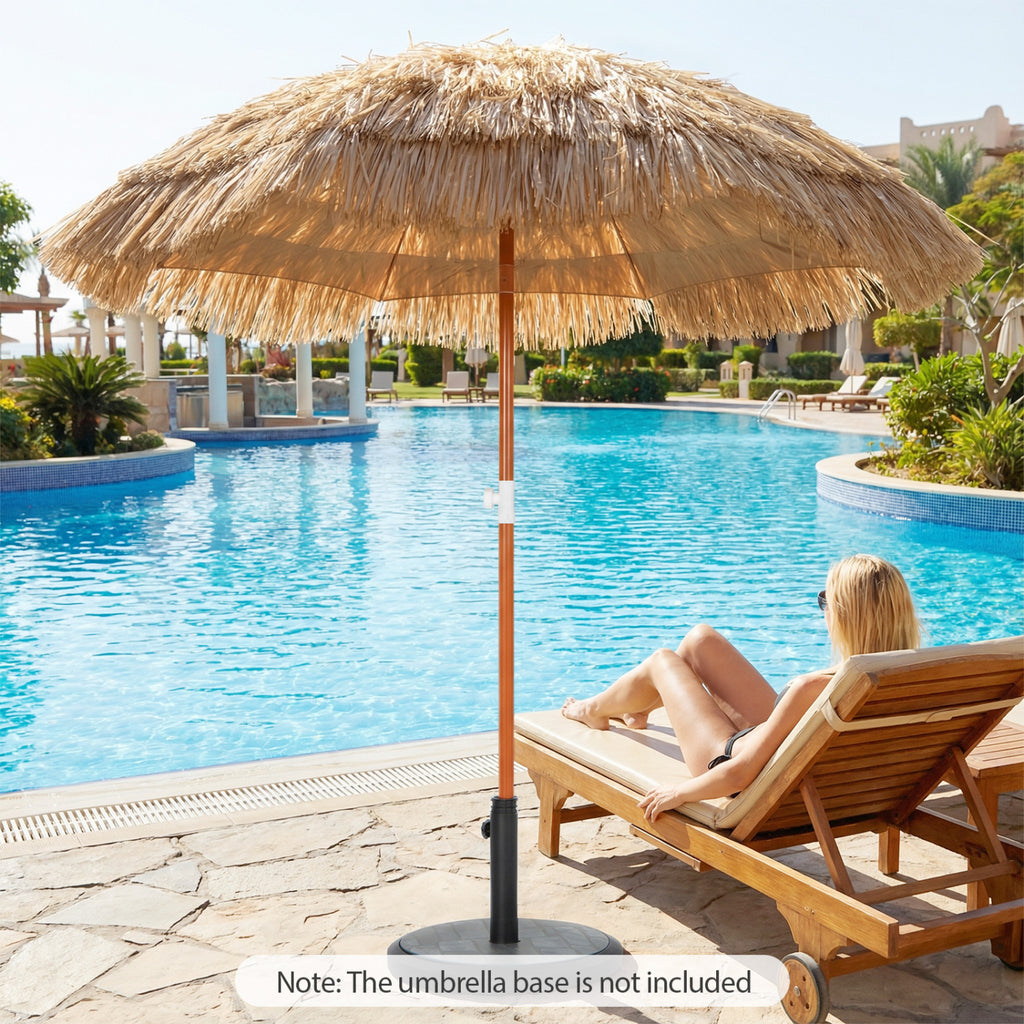 6 FT Thatched Beach Umbrella with Push Button Tilt Carrying Bag Set