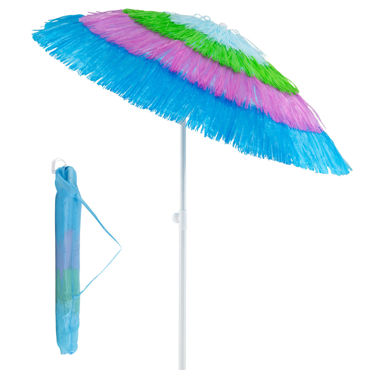 6 FT Tiki Thatched Patio Beach Umbrella with Tilt - Multicolor