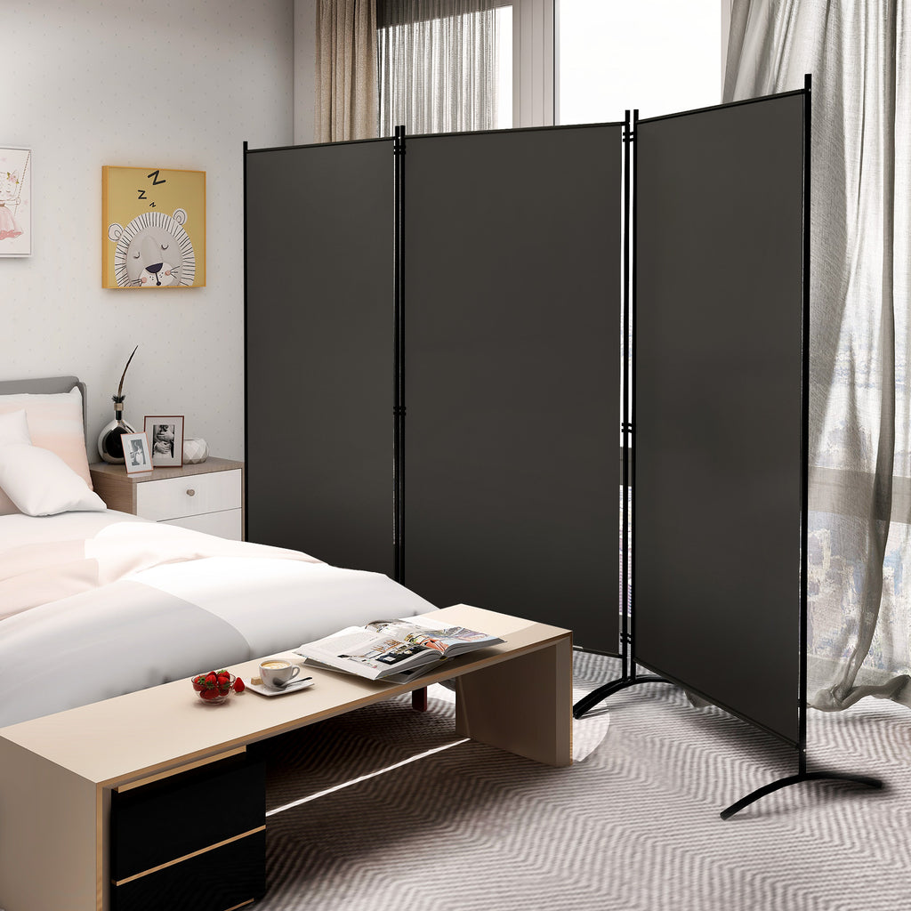 3 Panel Room Divider No Wheels Gray - Foldable, Portable Steel Privacy Screen