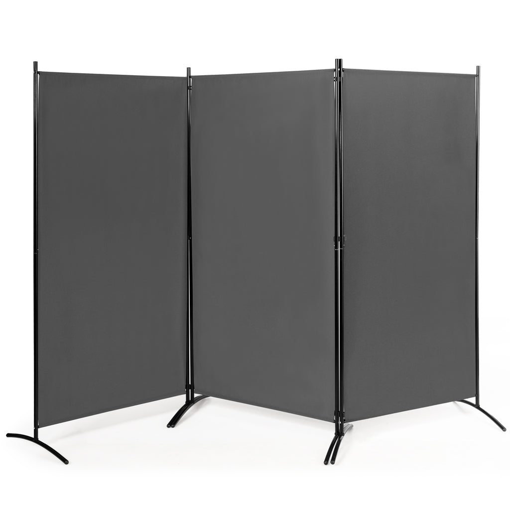 3 Panel Room Divider No Wheels Gray - Foldable, Portable Steel Privacy Screen