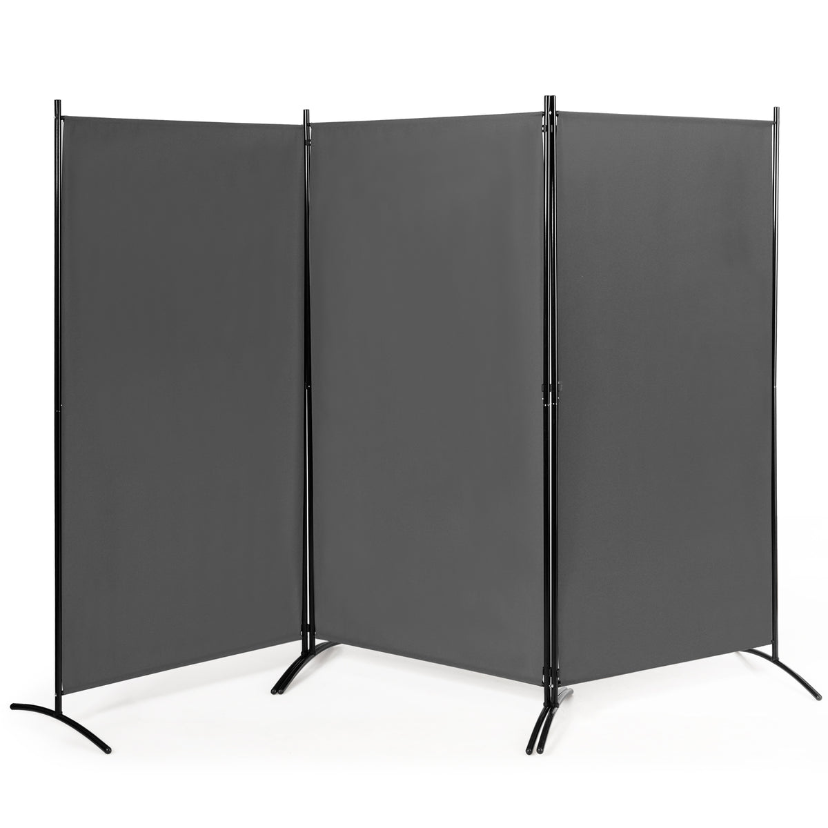 3 Panel Room Divider No Wheels Gray - Foldable, Portable Steel Privacy Screen