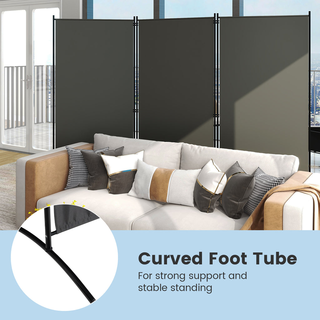 3 Panel Room Divider No Wheels Gray - Foldable, Portable Steel Privacy Screen
