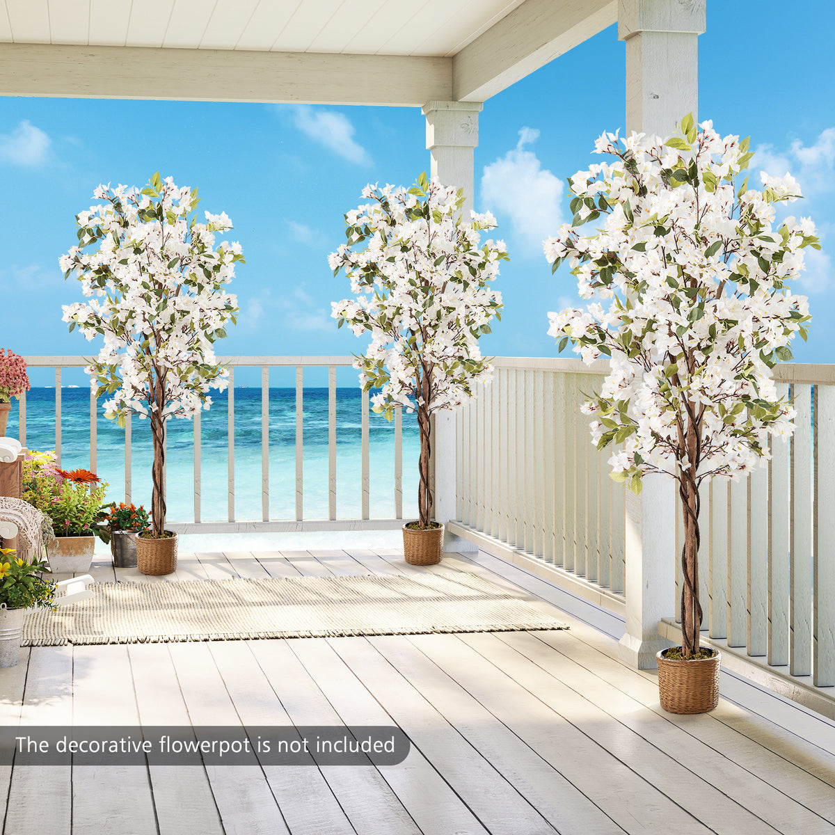 Artificial Bougainvillea Tree with White Flowers - 6 Feet, 1 Piece