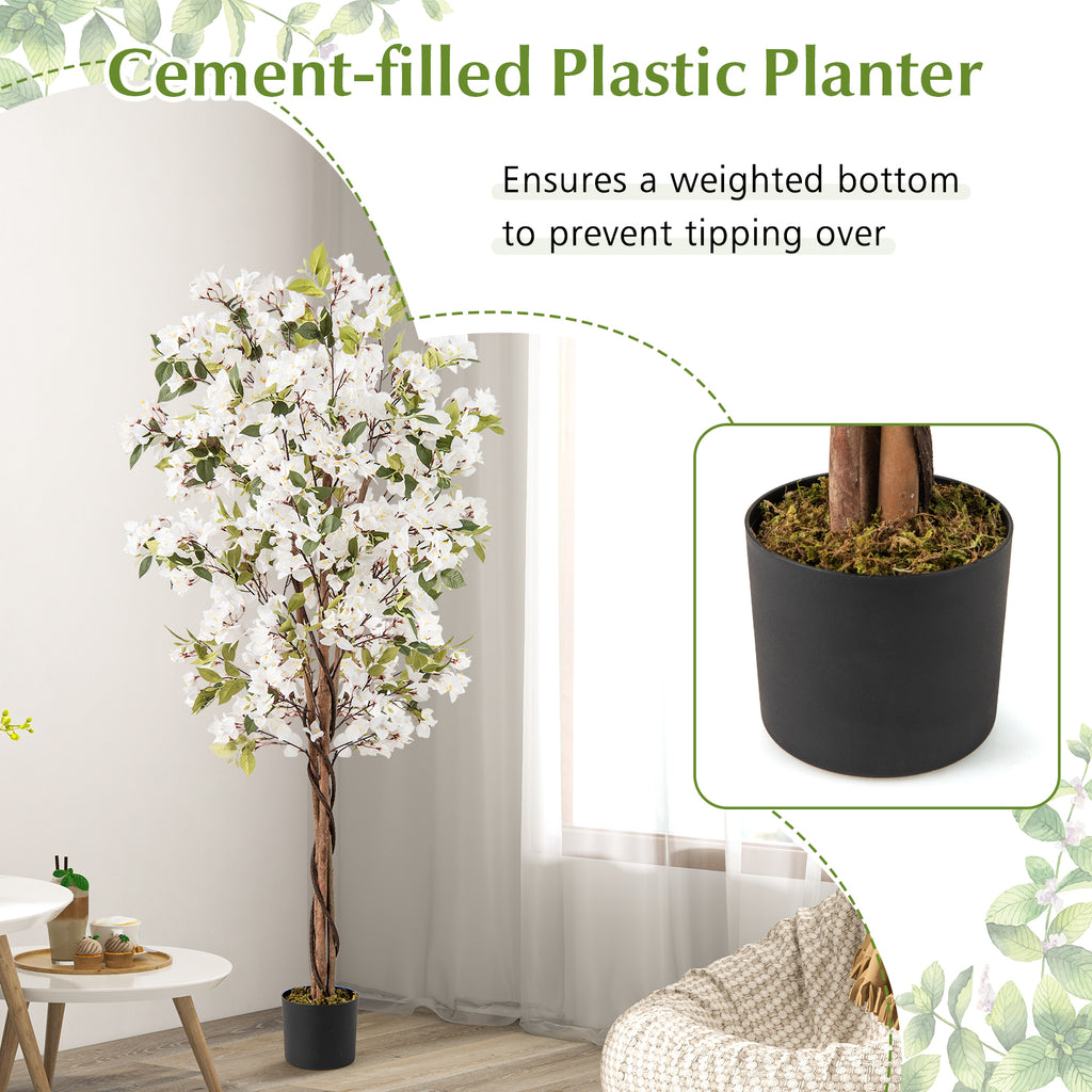 Artificial Bougainvillea Tree with White Flowers - 6 Feet, 1 Piece