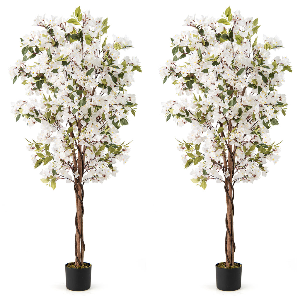 Artificial Bougainvillea Tree with White Flowers - 6 Feet, 1 Piece