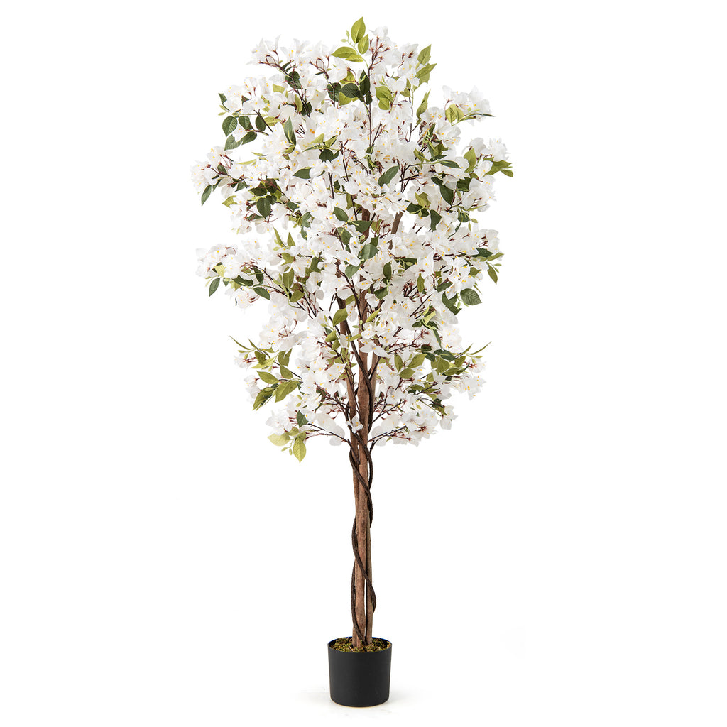 Artificial Bougainvillea Tree with White Flowers - 6 Feet, 1 Piece