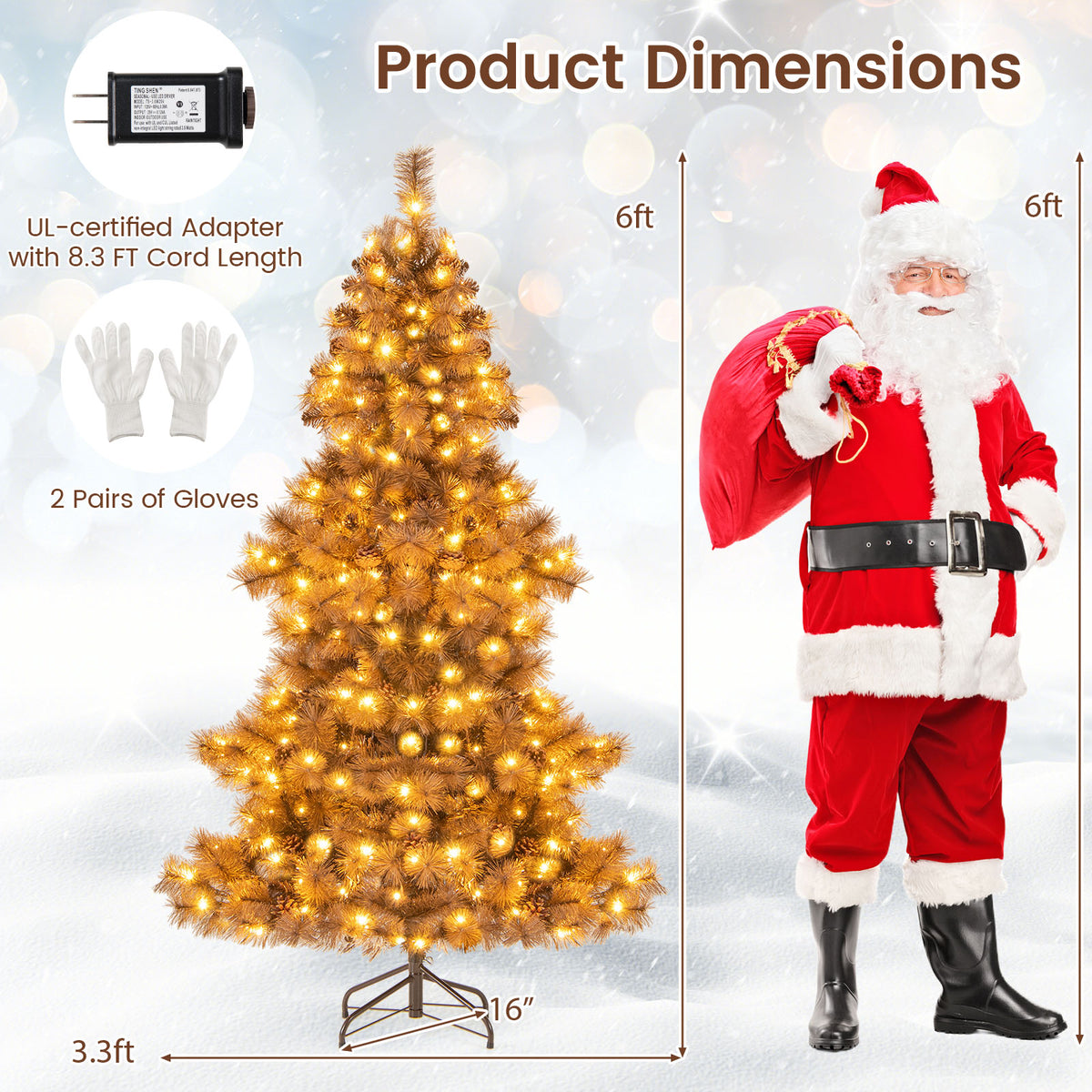 6 Feet Artificial Christmas Tree with 493 Tips & LED Lights - Home Holiday Decor