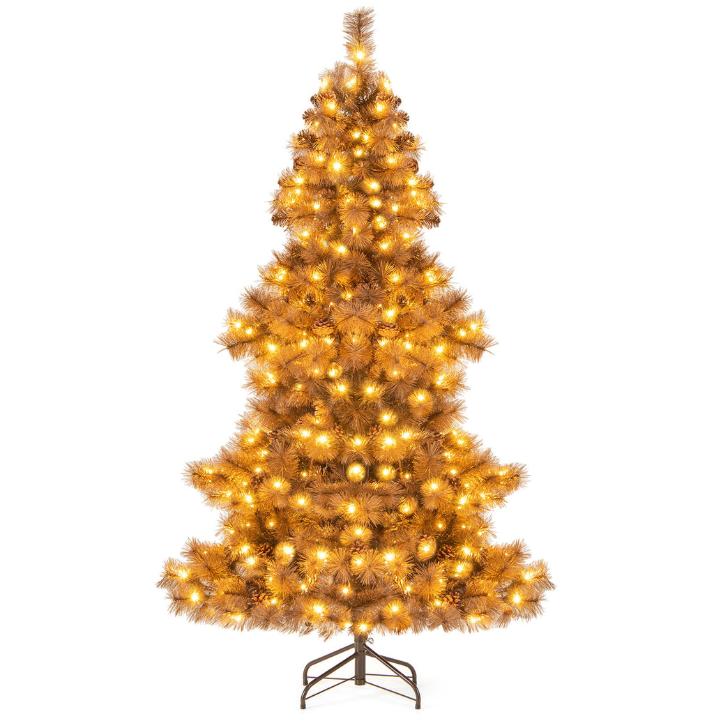 6 Feet Artificial Christmas Tree with 493 Tips & LED Lights - Home Holiday Decor