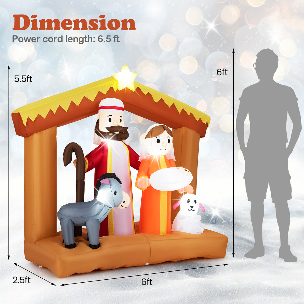 Christmas Inflatable Nativity Scene with LED Lights for Outdoor Decor